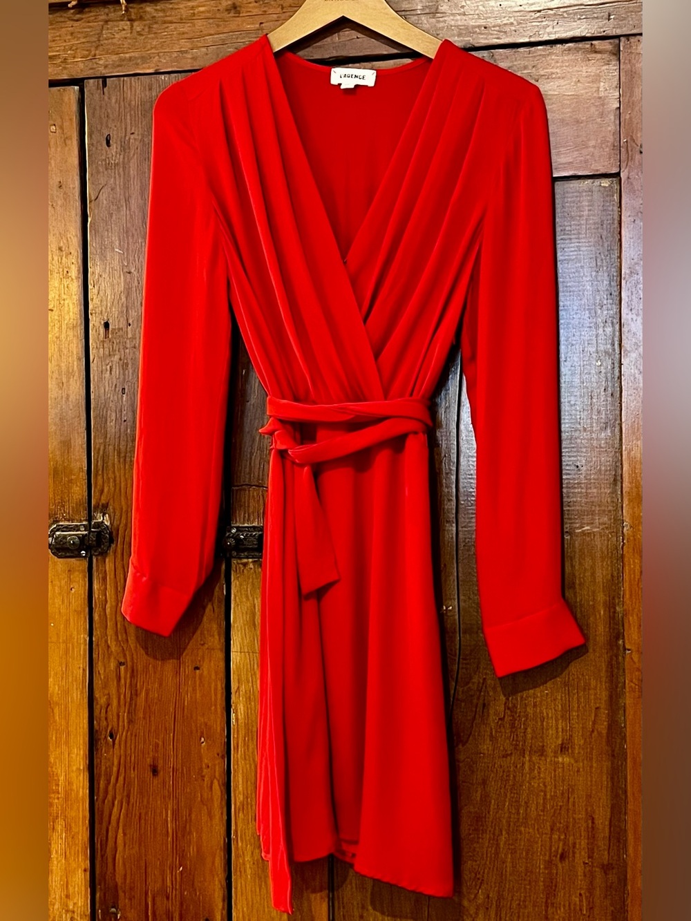 L’agence STUNNING red silk chiffon long sleeve mini dress size S